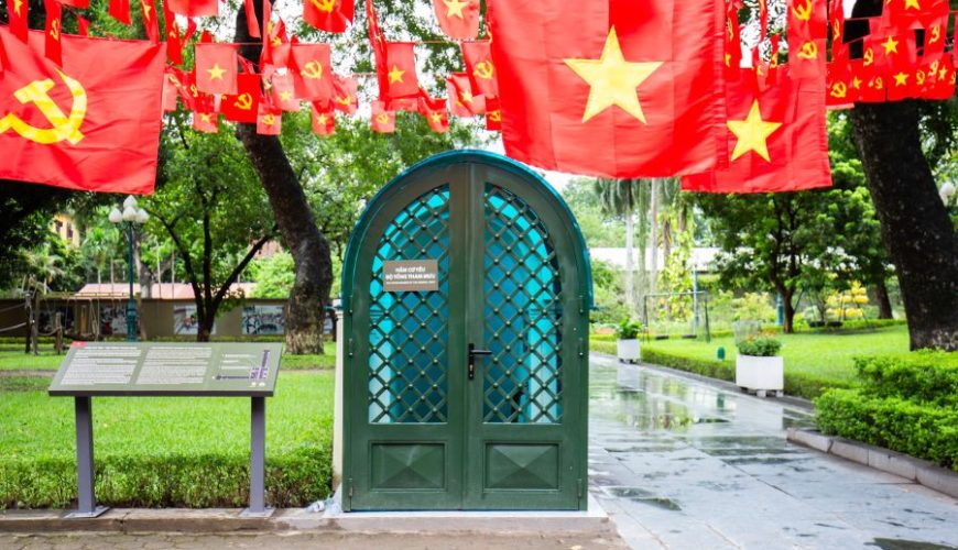 Entrance to revolutionary relic bunker at Thang Long Imperial Citadel in Hanoi
