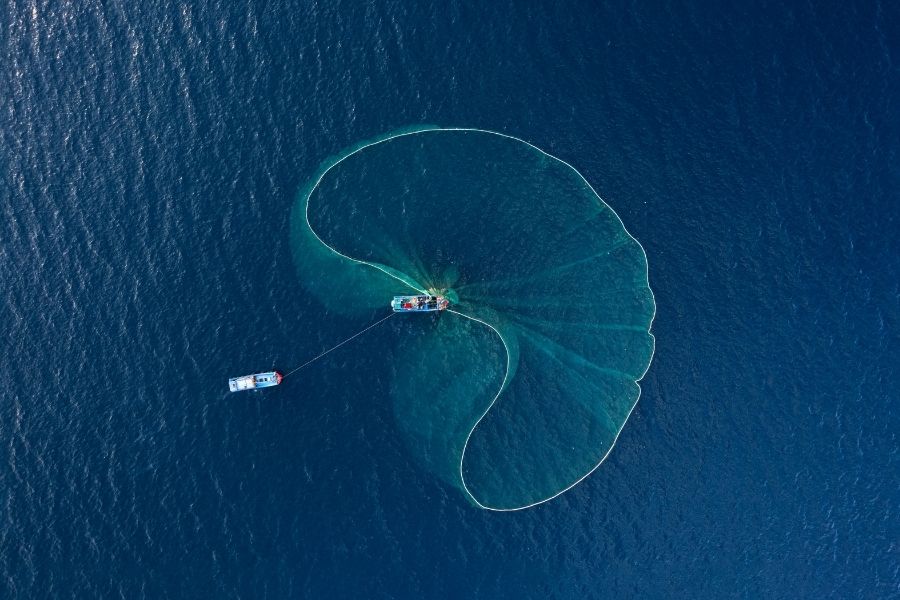 Fishing nets from above authentic local scenes in Vietnam luxury tours