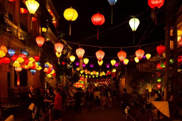 halong bay lantern at night