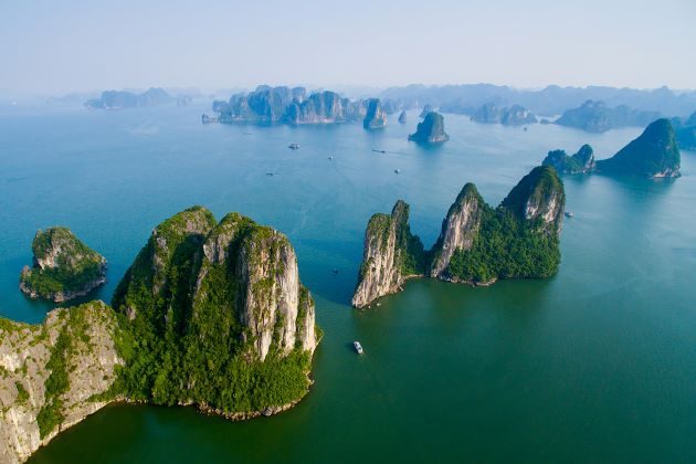 halong bay scenery by seaplane spa and wellness retreat in vietnam