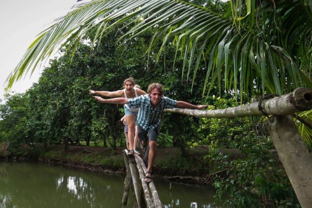 monkey bridge in mekong delta