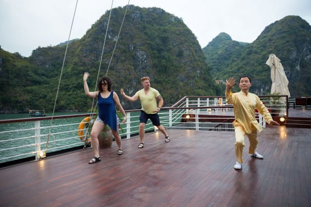 tai chi lesson at halong bay