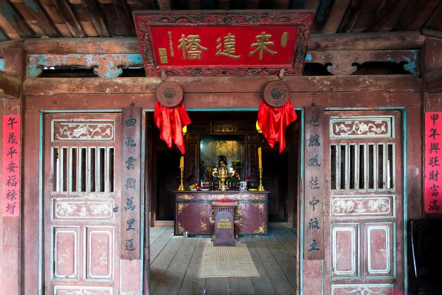 temple at japanese covered bridge